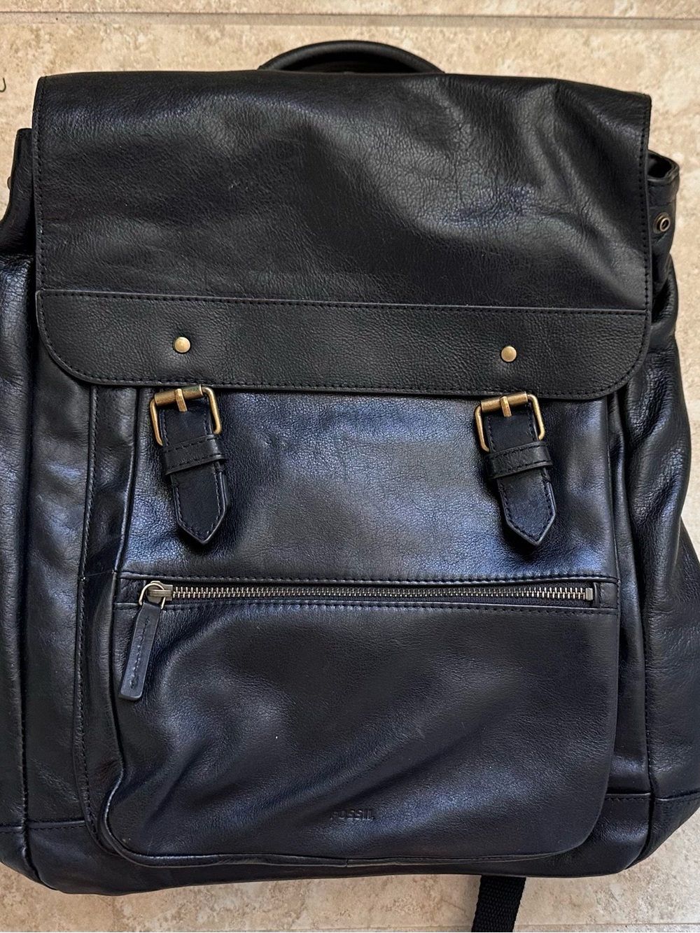 Fossil Miles Leather Backpack Black NWT